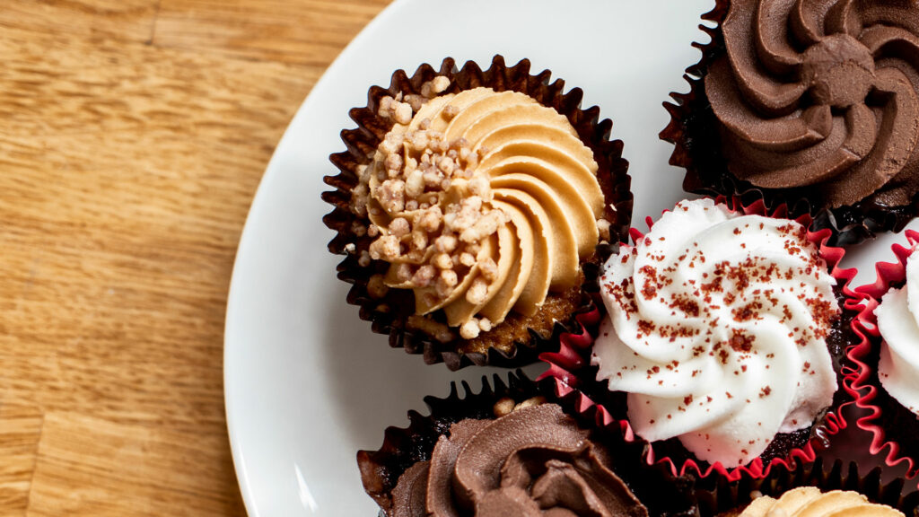 Close up of cupcakes on a plate